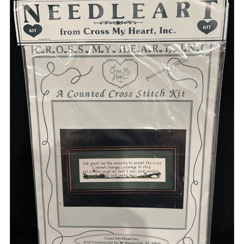 Needle Art Cross My Heart "Golf Serenity Prayer" Counted Cross Stitch NEW